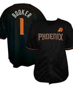 Devin Booker Phoenix Suns Profile Big & Tall Name & Number Button-Up Jersey - Black