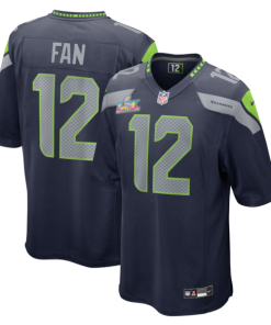 Men's Seattle Seahawks 12s Nike College Navy Super Bowl LX Patch Game Jersey