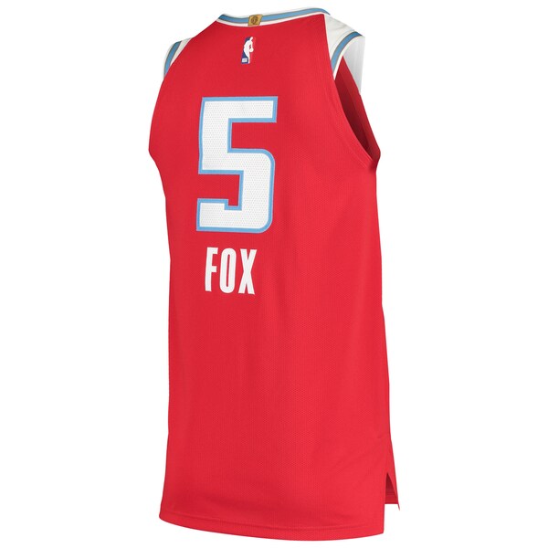 De'Aaron Fox Sacramento Kings Nike Authentic Badge Jersey - City Edition - Red - Image 3