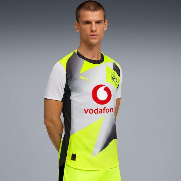 Borussia Dortmund Puma 2025/26 Away Authentic Jersey - Gray/Yellow - Image 3