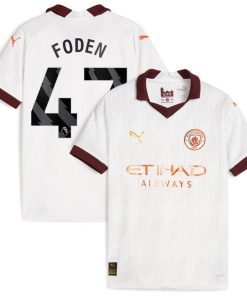 Phil Foden Manchester City Puma Youth 2023/24 Away Replica Player Jersey - White
