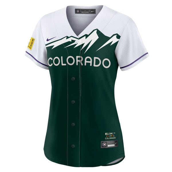 Charlie Blackmon Colorado Rockies Nike Women's City Connect Replica Player Jersey - White/Forest Green - Image 2