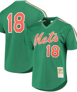 Alternative view of Darryl Strawberry New York Mets Cooperstown Mesh Batting Practice Jersey - Green/Royal