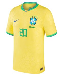 Alternative view of Vinicius Junior Brazil National Team Nike 2022/23 Replica Home Jersey - Yellow
