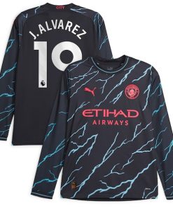 Juli¨¢n ¨¢lvarez Manchester City Puma 2023/24 Third Replica Long Sleeve Player Jersey - Navy