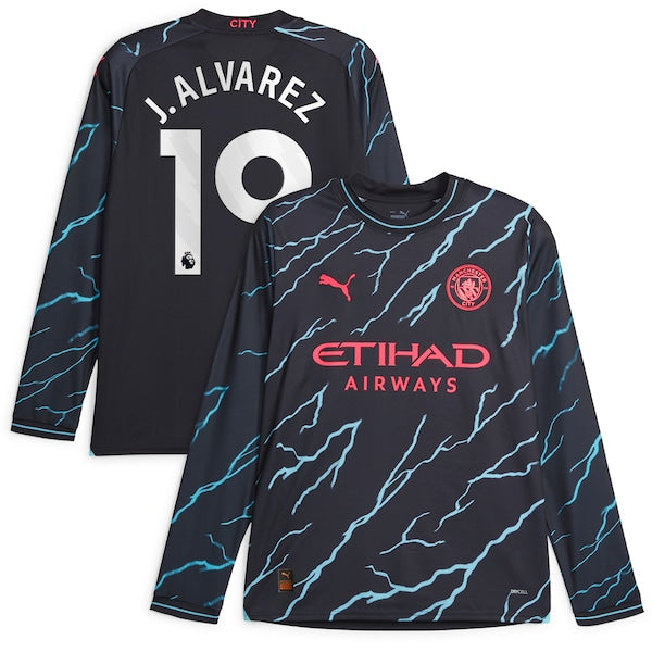 Juli¨¢n ¨¢lvarez Manchester City Puma 2023/24 Third Replica Long Sleeve Player Jersey - Navy