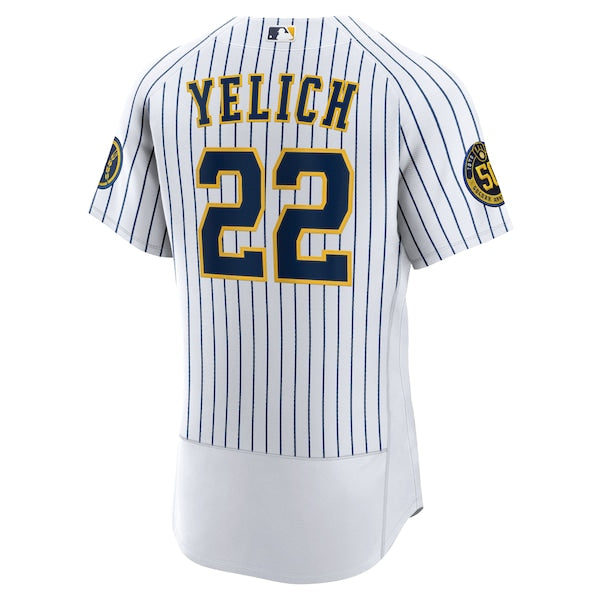 Christian Yelich Milwaukee Brewers Nike Alternate Authentic Player Jersey - White - Image 3