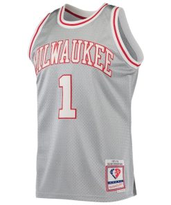 Alternative view of Oscar Robertson Milwaukee Bucks 75th Anniversary 1971/72 Hardwood Classics Swingman Jersey - Silver