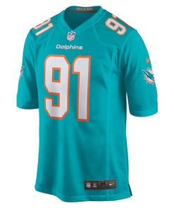 Alternative view of Emmanuel Ogbah Miami Dolphins Nike Game Jersey - Aqua