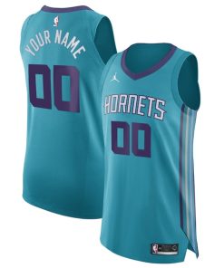 Charlotte Hornets Jordan Brand Authentic Custom Jersey Teal - Icon Edition
