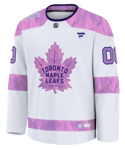 Alternative view of Toronto Maple Leafs  2024 Hockey Fights Cancer Custom Practice Jersey - White