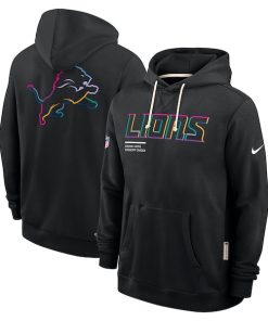 Detroit Lions Nike Tall 2025 NFL Crucial Catch Sideline Standard Issue Dri-FIT Hoodie - Black