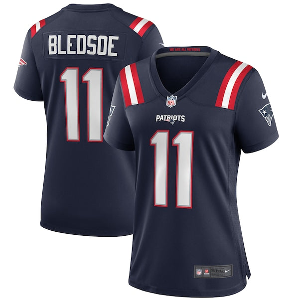 Drew Bledsoe New England Patriots Nike Women's Game Retired Player Jersey - Navy/Red - Image 2