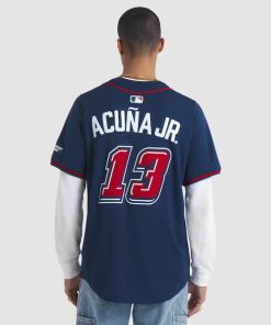 Alternative view of Ronald Acuna Jr. Atlanta Braves Nike 2025 MLB Speedway Classic Alternate Limited Player Jersey - Navy