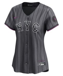 Alternative view of New York Mets Nike Women's 2024 City Connect Limited Player Jersey - Graphite