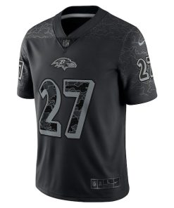 Alternative view of J.K. Dobbins Baltimore Ravens Nike RFLCTV Limited Jersey - Black