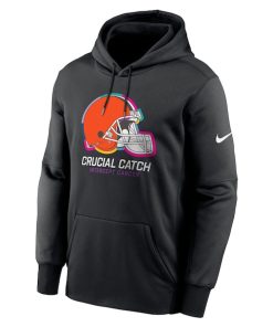 Alternative view of Cleveland Browns Nike 2024 NFL Crucial Catch Performance Fleece Pullover Hoodie - Black
