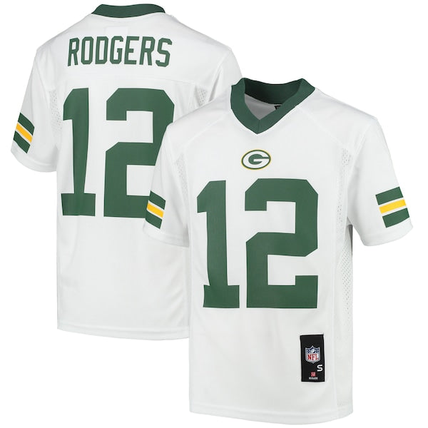 Aaron Rodgers Green Bay Packers Youth Replica Player Jersey - White/Green - Image 2