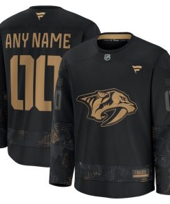 Nashville Predators  2024 Military Appreciation Personalized Long Sleeve Practice Jersey - Black