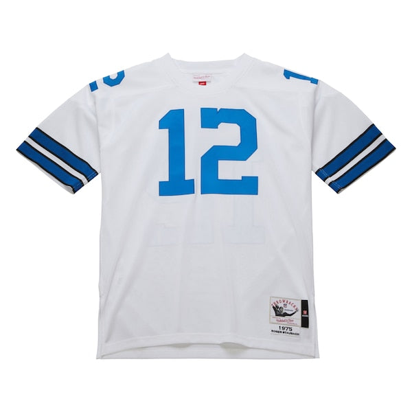 Roger Staubach Dallas Cowboys 1975 Authentic Throwback Retired Player Jersey - White/Royal - Image 3