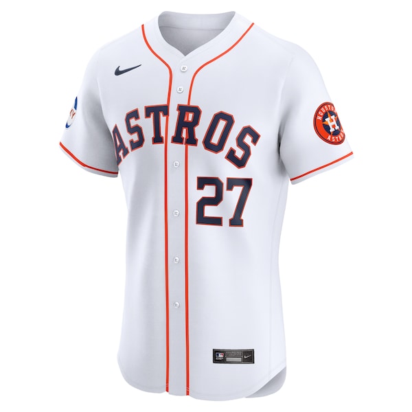 Jose Altuve Houston Astros Nike Home Elite Sponsor Patch Player Jersey - White - Image 2