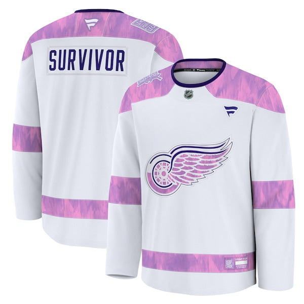 Detroit Red Wings Hockey Fights Cancer Practice Jersey - White