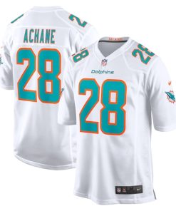 Alternative view of Devon Achane Miami Dolphins Nike Player Game Jersey - White/Aqua