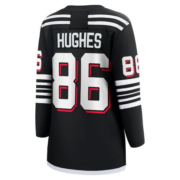 Jack Hughes New Jersey Devils Women's Alternate Premier Breakaway Player Jersey - Black - Image 3