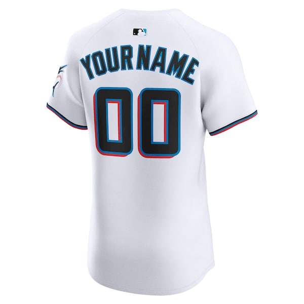 Miami Marlins Nike Home Elite Custom Jersey - White - Image 3
