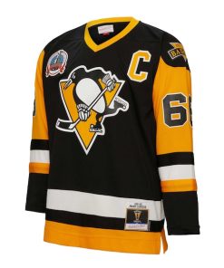 Alternative view of Mario Lemieux Pittsburgh Penguins Big & Tall 1991 Captain Patch Blue Line Player Jersey - Black