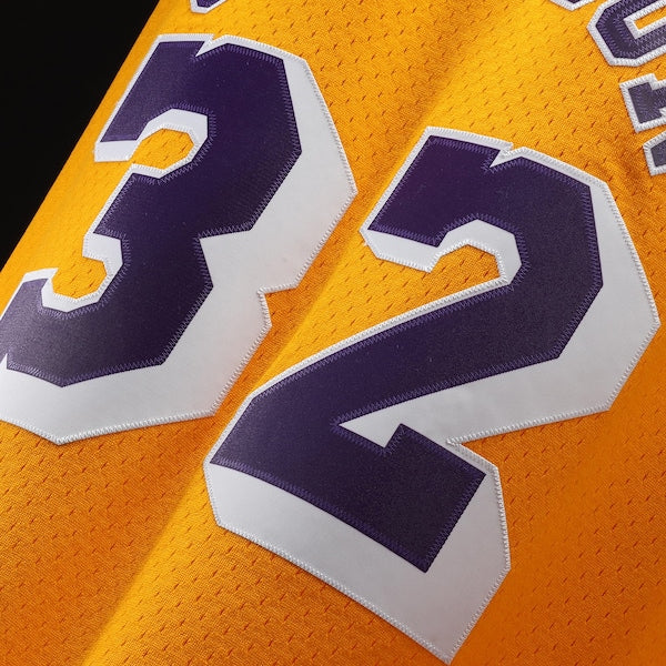 Magic Johnson Los Angeles Lakers 1984/85 Hardwood Classics Swingman Jersey - Gold/Purple - Image 7