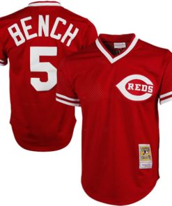 Johnny Bench Cincinnati Reds 1983 Authentic Copperstown Collection Mesh Batting Practice Jersey - Red