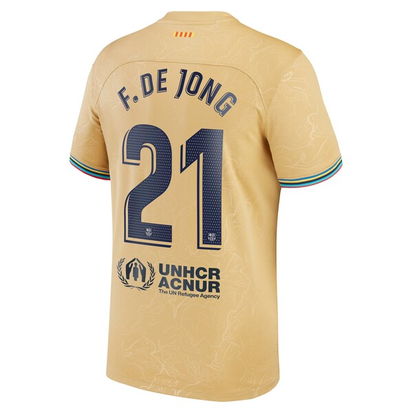 Frenkie de Jong Barcelona Nike Youth 2022/23 Away Replica Player Jersey - Yellow - Image 3