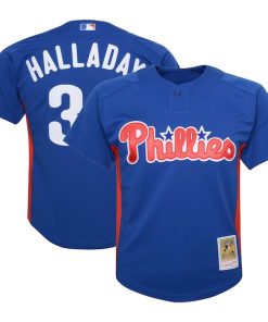 Roy Halladay Philadelphia Phillies Youth Cooperstown Collection?Mesh Batting Practice Jersey - Royal