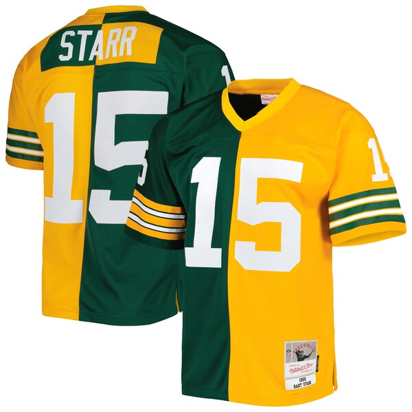 Bart Starr Green Bay Packers 1969 Split Legacy Replica Jersey - Green/Gold - Image 2