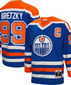 Alternative view of Wayne Gretzky Edmonton Oilers Big & Tall 1986 Captain Patch Blue Line Player Jersey - Royal