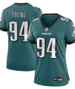 Alternative view of Byron Young Philadelphia Eagles Nike Women's Team Game Jersey - Midnight Green