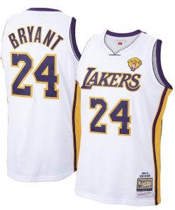 Men's Los Angeles Lakers Kobe Bryant White 2009-10 Hardwood Classics Authentic Jersey