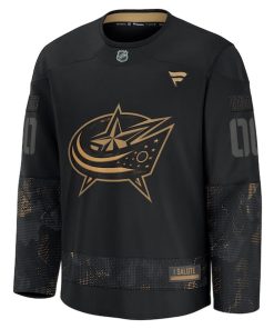Alternative view of Columbus Blue Jackets  2024 Military Appreciation Personalized Long Sleeve Practice Jersey - Black