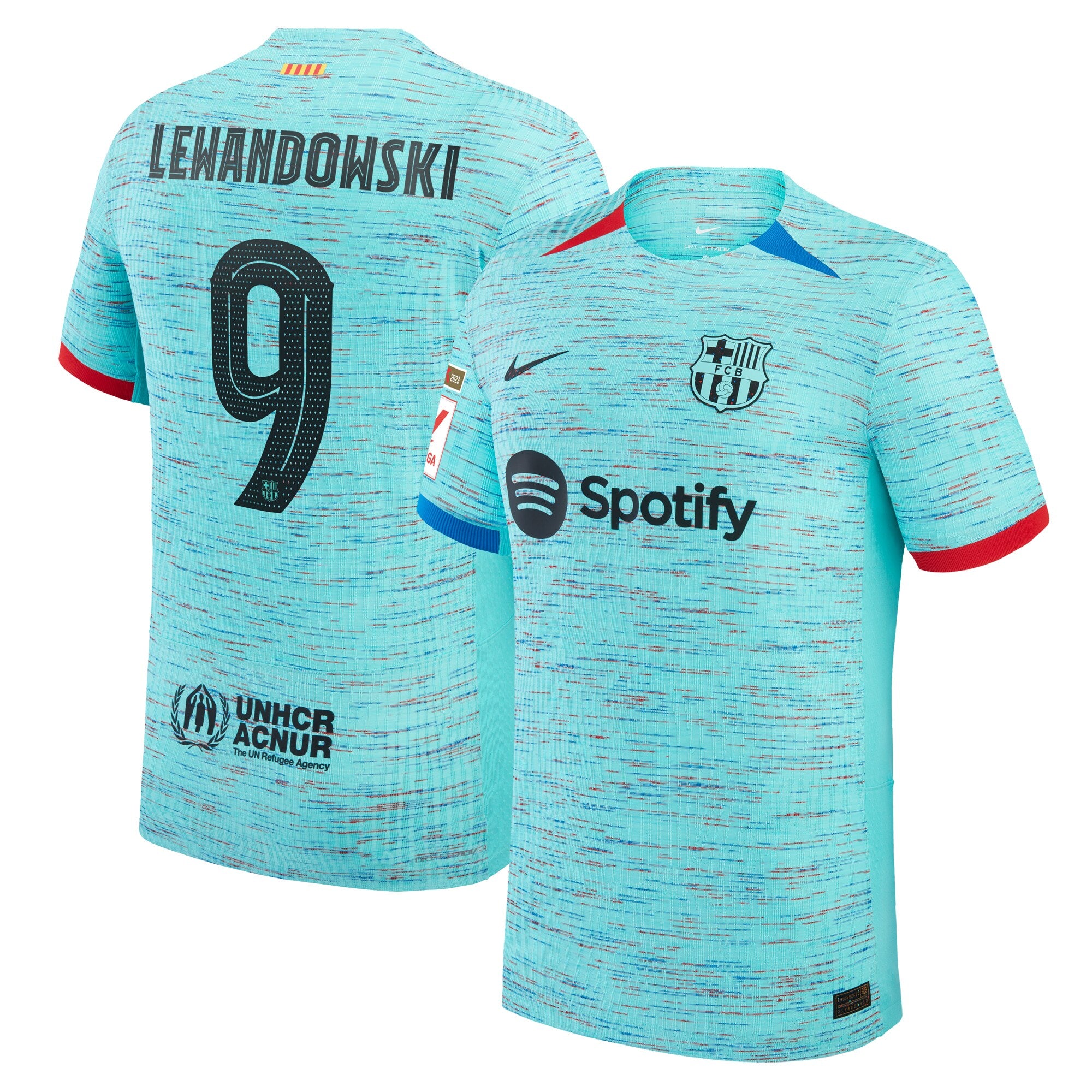 Robert Lewandowski Barcelona Nike 2023/24 Home Authentic Jersey - Royal/Aqua/White - Image 3