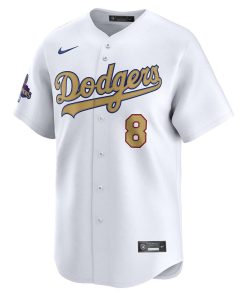 Alternative view of Enrique Hern¨¢ndez Los Angeles Dodgers Nike 2025 Gold World Series Champions Limited Jersey - White