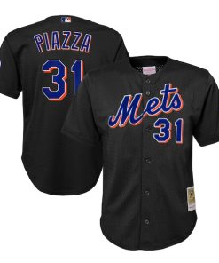 Mike Piazza New York Mets Youth Cooperstown Collection?Mesh Batting Practice Jersey - Black