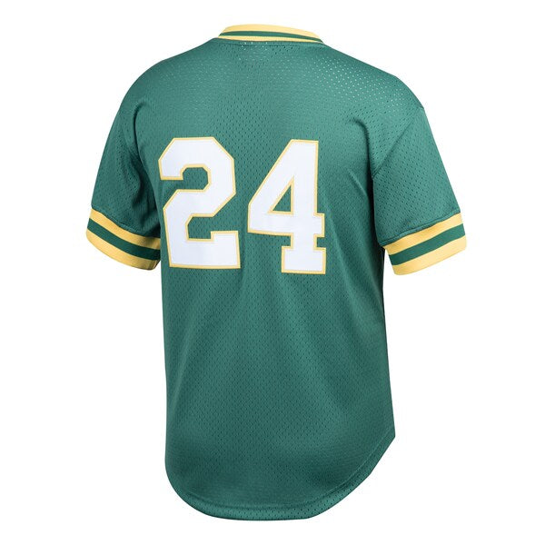 Rickey Henderson Oakland Athletics Cooperstown Collection Big & Tall Mesh Batting Practice Jersey - Green - Image 3