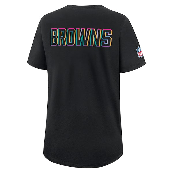 Cleveland Browns Nike Women's 2025 NFL Crucial Catch Tri-Blend Dri-FIT T-Shirt - Black - Image 3