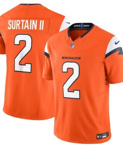 Alternative view of Patrick Surtain II Denver Broncos Nike Vapor F.U.S.E. Limited Jersey - Orange/Navy