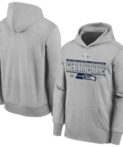 Seattle Seahawks Nike Gray 2025 NFC Champions Locker Room Trophy Collection Authentic Hoodie