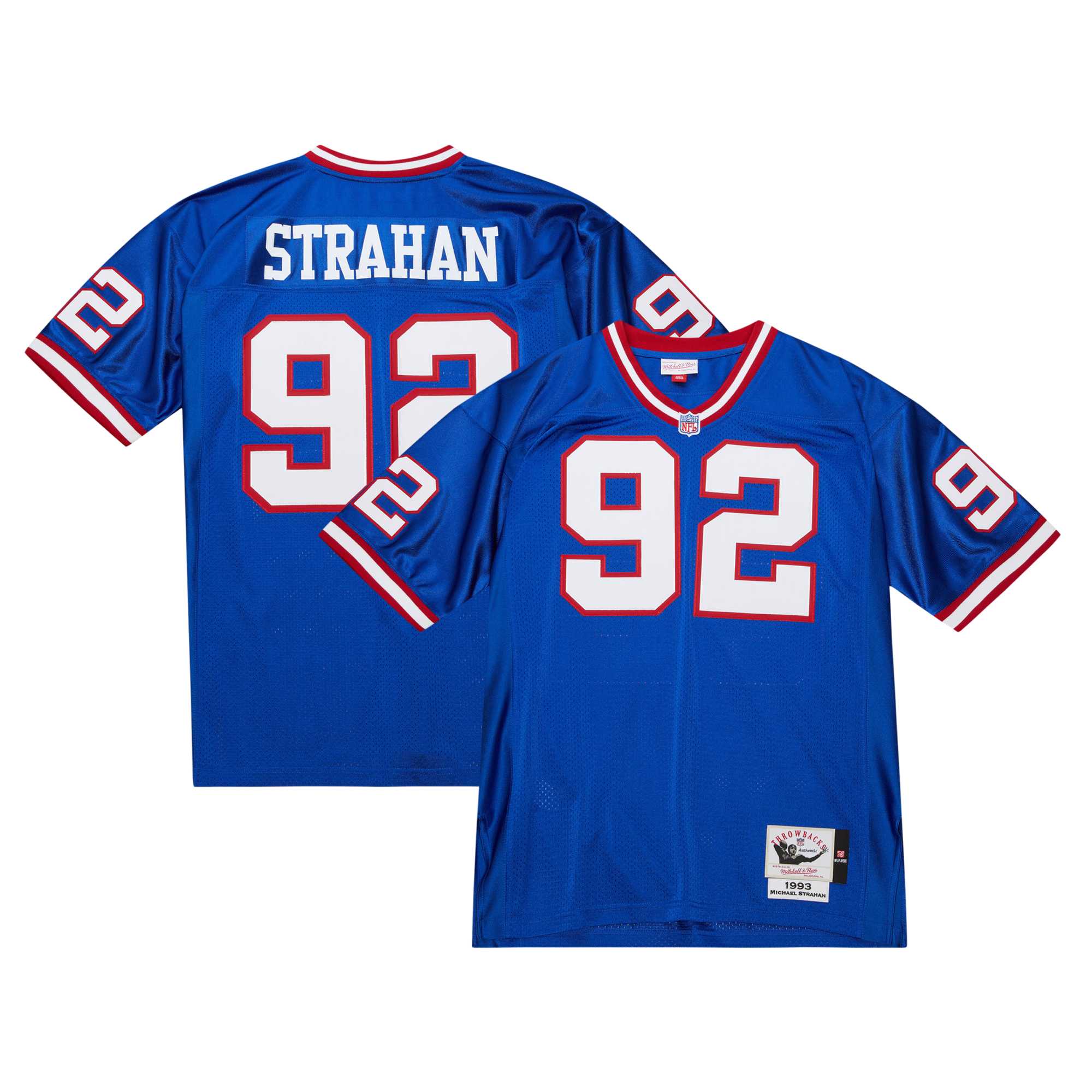 Michael Strahan New York Giants 2007 Authentic Throwback Retired Player Jersey - White/Royal - Image 6