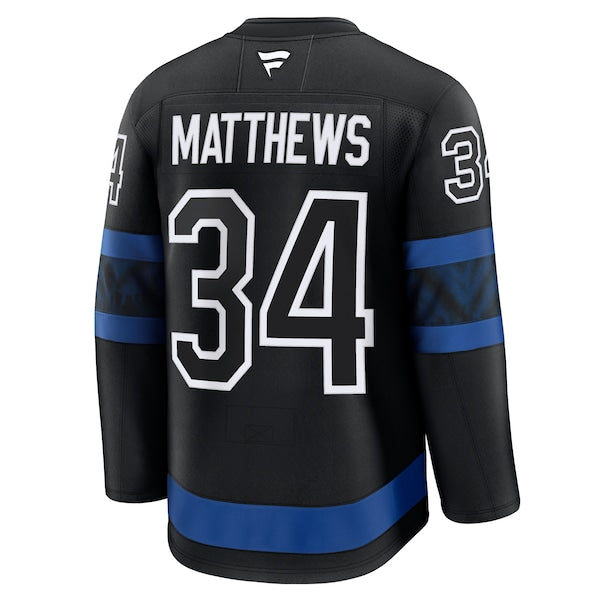 Auston Matthews Toronto Maple Leafs Captain Patch Alternate Premium Jersey - Black/Blue - Image 4