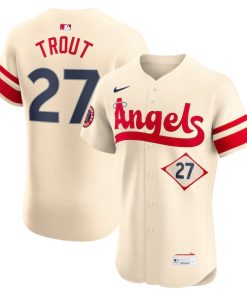 Mike Trout Los Angeles Angels Nike City Connect Elite Player Jersey - Cream
