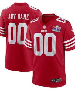 San Francisco 49ers Nike Super Bowl LVIII Patch Custom Game Jersey - Scarlet